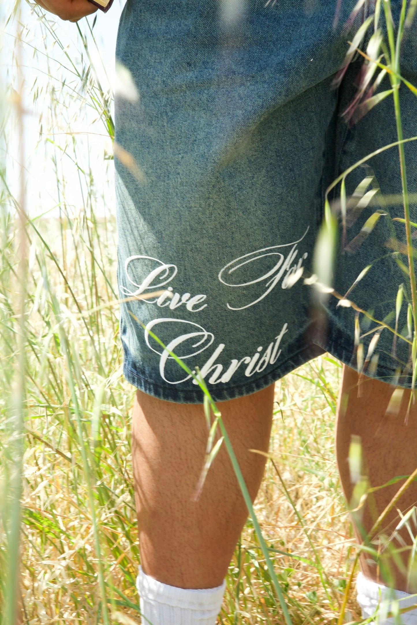 THA LIVE FOR CHRIST BAGGY JEANS SHORTS