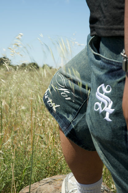 THA LIVE FOR CHRIST BAGGY JEANS SHORTS