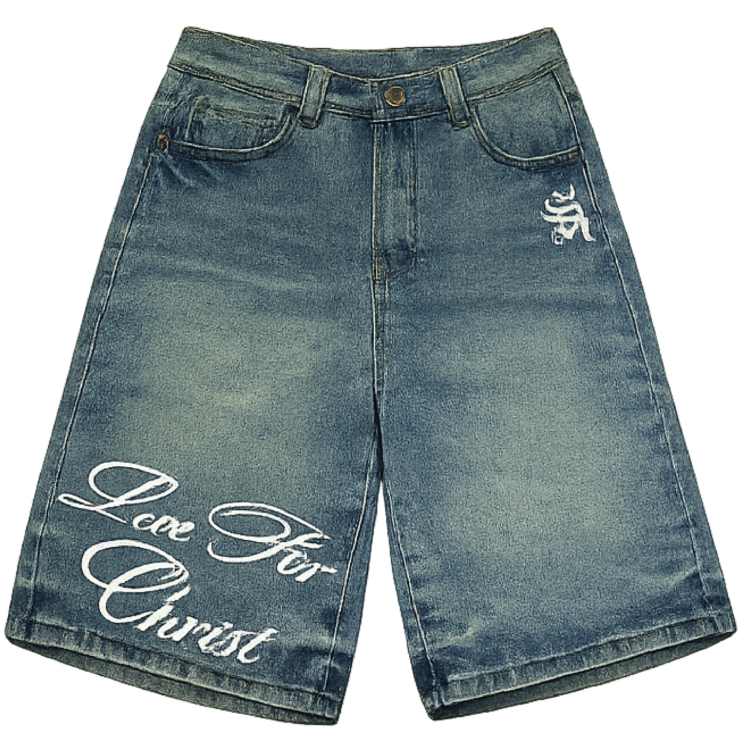 THA LIVE FOR CHRIST BAGGY JEANS SHORTS