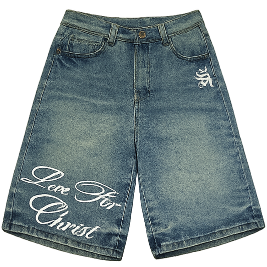 THA LIVE FOR CHRIST BAGGY JEANS SHORTS
